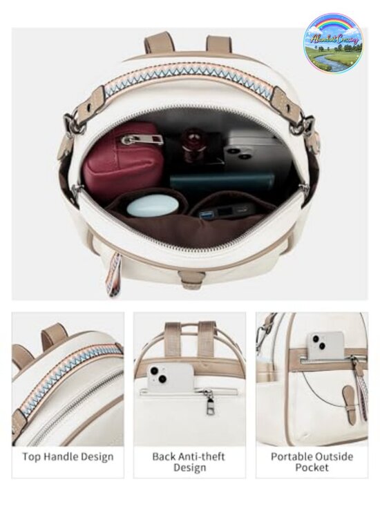 Faux Leather Mini Backpack Purse Women Small Daypack Shoulder Bag